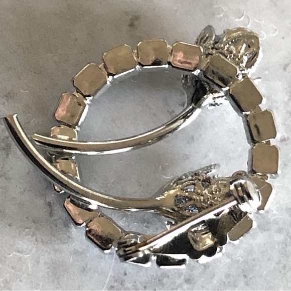 Sapphire Blue Rhinestone Tulips Brooch & Clip-on Earrings Set - Picture 3 of 6